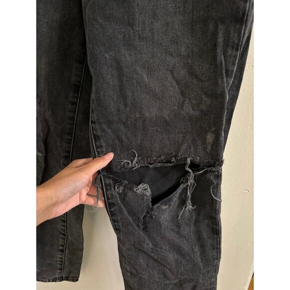 Express Jeans Women's 2 High Rise Straight Ankle Black Vintage Wash Cut Out - Picture 4 of 9